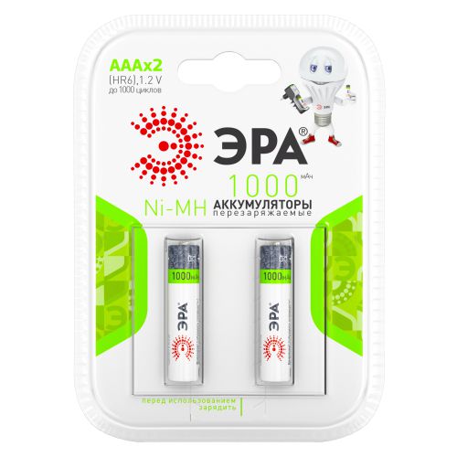 Аккумулятор Ni-MH Эра AAA/HR03 1000 мА·ч 1.2 В HR03-2BL C0038455