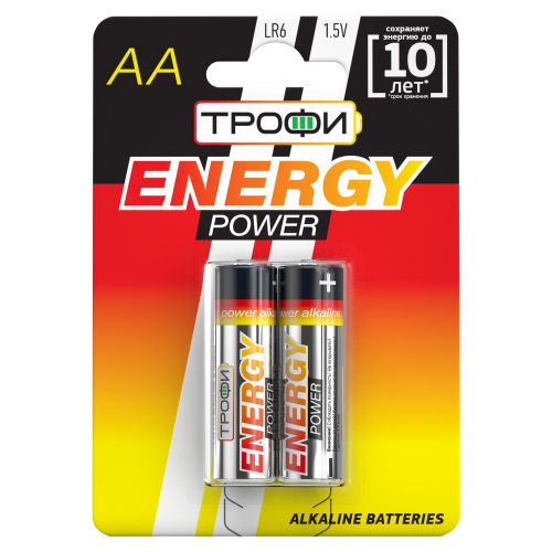Батарейка алкалиновая TROFI AA/LR6 LR6-2BL 1.5V 2600mAh блистер 2 шт C0034926