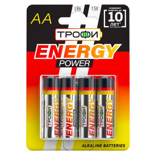 Батарейка алкалиновая Трофи AA/LR6 LR6-4BL 1.5В 2600 мА·ч C0034657