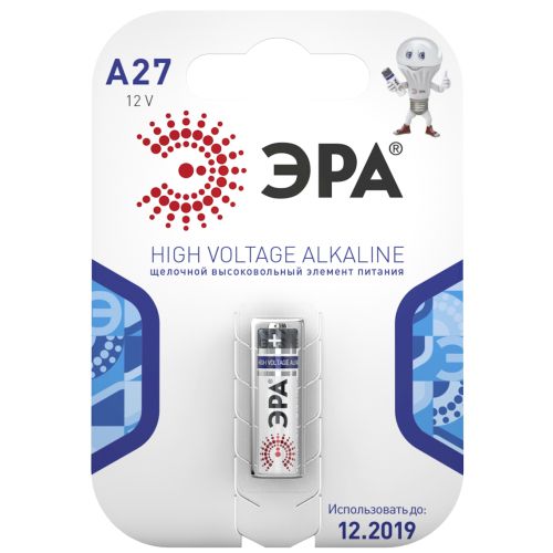 Батарейка алкалиновая Эра A27-1BL для пультов сигнализаций 12В 27мАч C0038442