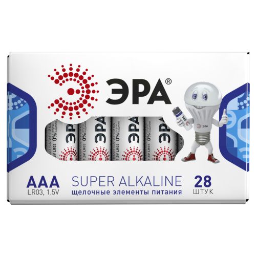 Батарейка алкалиновая Эра AAA/LR03 1.5В 1200 мА·ч Б0002909 (уп.28шт)