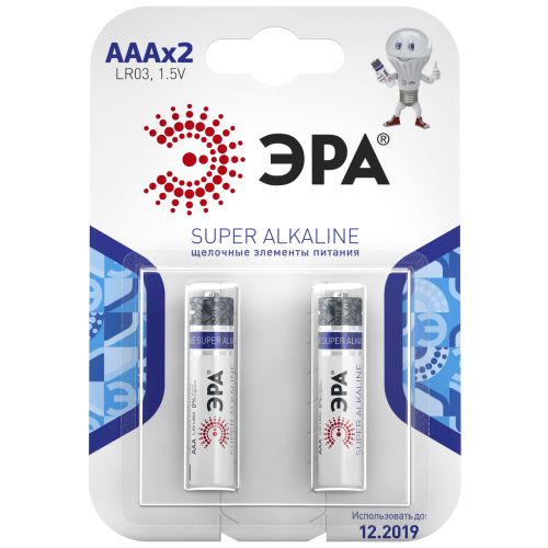 Батарейка алкалиновая Эра AAA/LR03 LR03-2BL 1.5В 1200 мА·ч C0038453