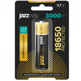 Аккумулятор Li-Ion JazzWay 5012073 18650 3.7В 3000мА.ч с защитой, 1 шт.