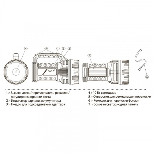 Фонарь-прожектор аккумуляторный JazzWay Accu7-L10W/L10W-bk 2в1 10Вт 332лм IP20 5007413