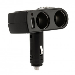 Разветвитель автоприкуривателя 2 гнезда 1хUSB (5 V 1000 mA) Rexant 16-0238