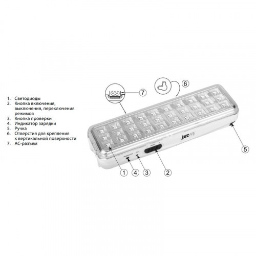 Аварийный светильник-фонарь JazzWay Accu9-L30-wh 300 лм 6 ч 5024533