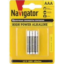 Батарейка алкалиновая Navigator AAA/LR03 94750 1.5В 650 мА·ч (блистер 2 шт.)