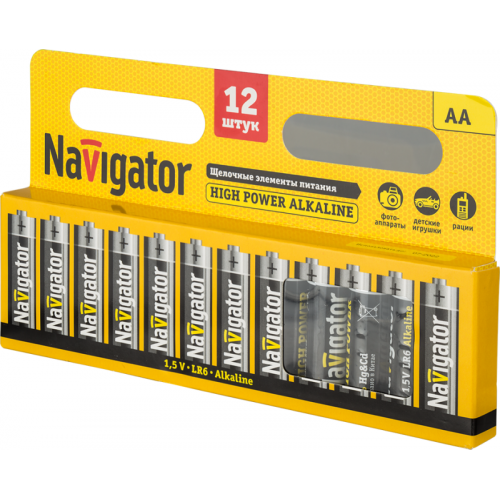 Батарейка алкалиновая Navigator AA/LR6 94782 1.5В 1700 мА·ч (блист. 12 шт.)