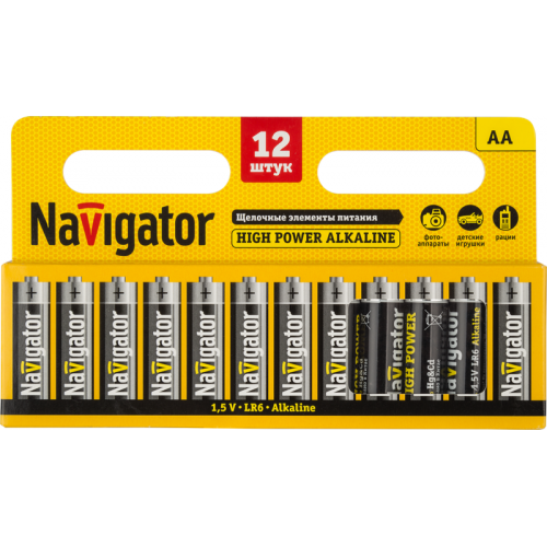 Батарейка алкалиновая Navigator AA/LR6 94782 1.5В 1700 мА·ч (блист. 12 шт.)