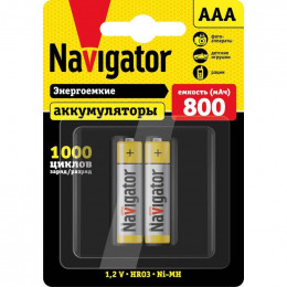Аккумулятор Ni-MH Navigator AAA/HR03 94461 1.2 В 800 мА·ч 2 шт.