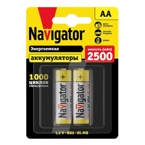 Аккумулятор AA/HR6 Navigator 94464 NHR-2500-HR6-BP2 1.2 В 2500 мА·ч 2 шт