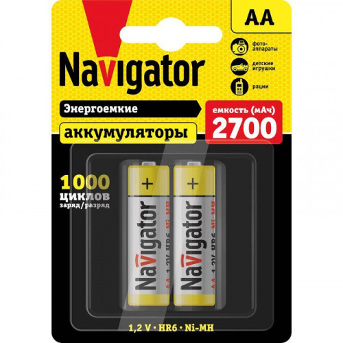Аккумулятор AA HR6 Navigator NHR-2700-HR6-BP2 2700 мА·ч 1.2 В 2 шт 94465
