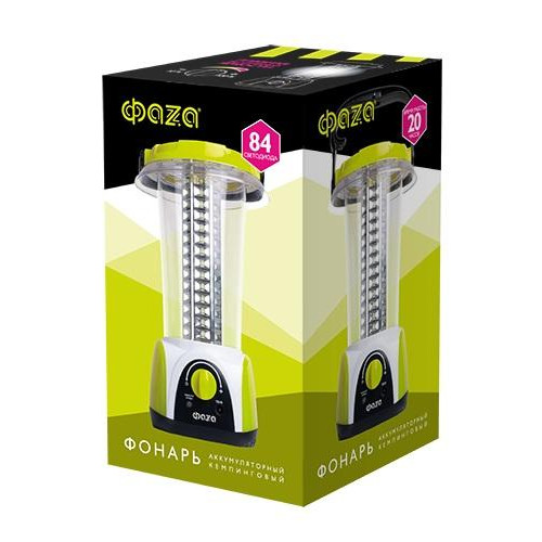 Кемпинговый аккумуляторный фонарь ФАZА AccuF5-L84-gn 20-450 лм, IP20, 1.6 А·ч 2857682