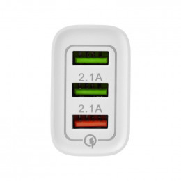 Устройство зарядное сетевое для iPhone/iPad 3 x USB 5В 3А + 1А + 1А бел. Rexant 16-0277
