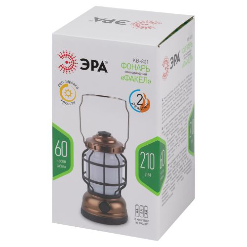 Фонарь ЭРА KB-801 Факел: LED, IP20, пластик, бронза