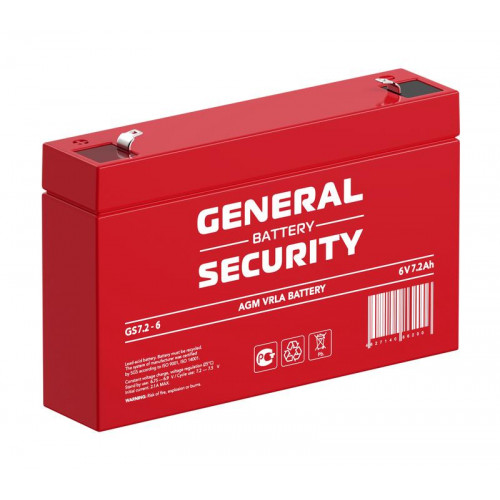 Аккумулятор 6В 7.2А·ч General Security GS7.2-6 герметичный свинцово-кислотный