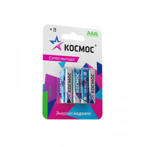 Элемент питания алкалиновый AAA/LR03 BP-8 (блист.8шт) КОСМОС KOCLR03BL8