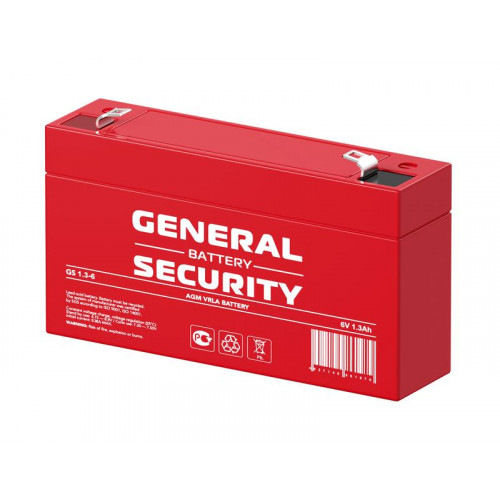 Аккумулятор 6В 1.3А.ч General Security GS1.3-6 тяговая герметичная 1300 мА.ч