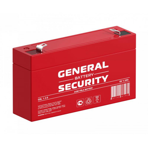 Аккумулятор тяговый герметичный General Security GSL1.3-6 6В 1.3А·ч