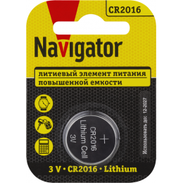 Литиевый элемент питания NAVIGATOR CR2016 93821 3В 180 мА·ч (блистер 1 шт.)