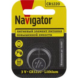 Батарейка литиевая NAVIGATOR CR1220 93825 3В 540 мАч (блистер 1 шт.)