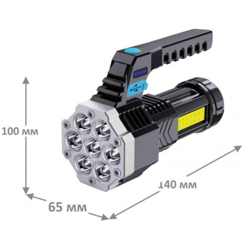 Фонарь аккумуляторный Ultraflash LED53404 4В 7LED+COB 3Вт 4 реж USB бокс черн. 15033