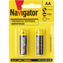 Батарейка алкалиновая Navigator AA/LR6 93964 1.5В 1600 мАч (уп.2шт)