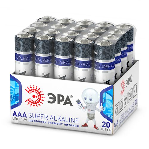 Батарейка алкалиновая Эра AAA/LR03 SUPER Alkaline 1.5В 1200мАч Б0054622 (уп.20шт)