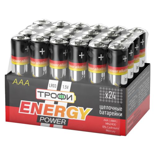 Батарейка алкалиновая ENERGY POWER AAA/LR03 1.5В 1200мА·ч 24шт Трофи Б0035375