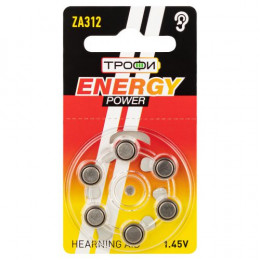 Батарейка воздушно-цинковая ENERGY POWER Hearing Aid ZA312-6BL 1.4В 180мАч 6шт Трофи Б0057977