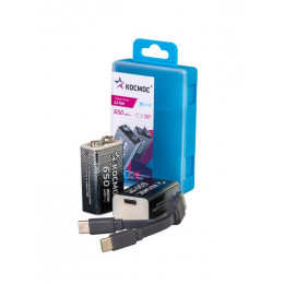Аккумулятор крона Li-ion 9В 650мВт.ч (уп.2шт) КОСМОС KOCLi9V650mAh2B