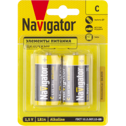 Батарейка алкалиновая NAVIGATOR LR14 93995 1.5 В 2 шт