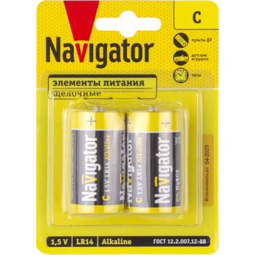 Батарейка алкалиновая NAVIGATOR LR14 93995 1.5 В 2 шт