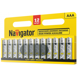 Батарейка алкалиновая NAVIGATOR AAA/LR03 NBT-01 95160, 1.5 В, 12 шт
