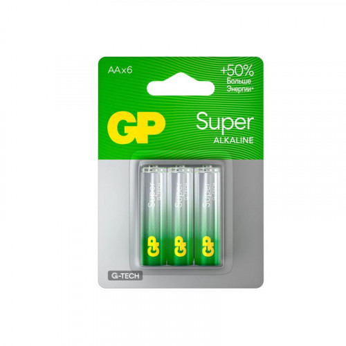 Батарейка алкалиновая GP AA/LR6 G-Tech Super Alkaline 1.5В 6шт 1228