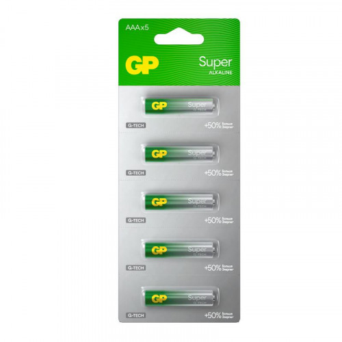 Батарейка алкалиновая GP AAA/LR03 G-Tech 24AA21-2CRSC5 Super Alkaline 1.5В, 5 шт, 1292