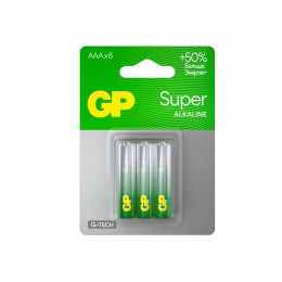 Батарейка алкалиновая GP AAA/LR03 G-Tech 24AA21-2CRSBC6 1.5В 6шт (блистер)
