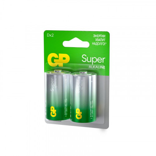 Батарейка алкалиновая GP D/LR20 G-Tech 13AA21-2CRSBC2 20/160, 1.5В, 2 шт.