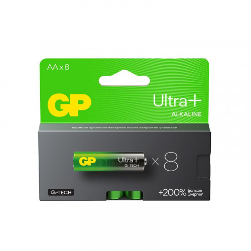 Батарейка алкалиновая GP AA/LR6 Ultra Plus G-Tech 15AUPA21-2CRB8 1.5В, 8 шт. 614