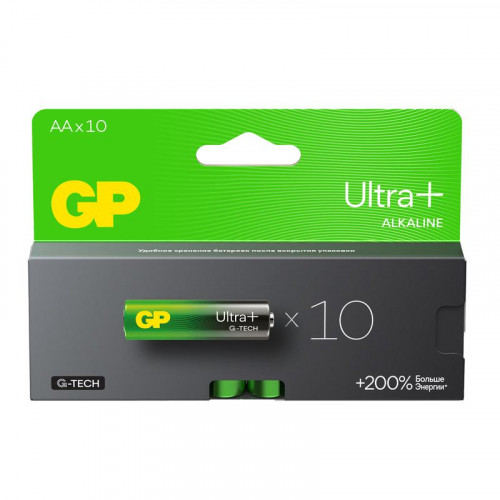 Батарейка алкалиновая GP AA/LR6 Ultra Plus G-Tech 1.5В 10шт 15AUPA21-2CRB10
