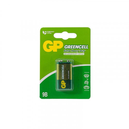 Батарейка солевая крона GP 9V 6F22 GreenCell 1604GLF-2CR1 (1 шт., 9 В)