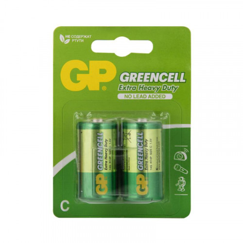 Батарейка солевая GP R14 C 1.5В 14G-2CR2 20/240 блистер 2 шт