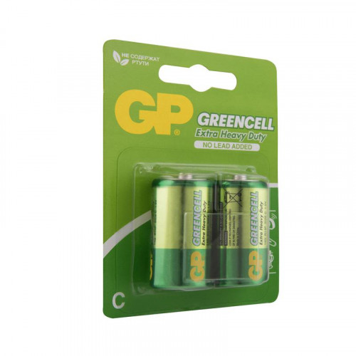 Батарейка солевая GP R14 C 1.5В 14G-2CR2 20/240 блистер 2 шт