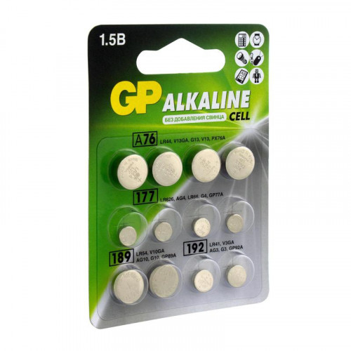 Батарейка алкалиновая GP LR44/LR66/LR54/LR41 набор 12 шт 1.5 В 13805
