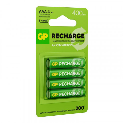 Аккумулятор GP AAA/HR03 Recharge 1.2В 400мА.ч 40AAAHCV-2CRSBC4 (блист. 4 шт)
