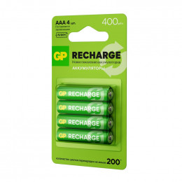 Аккумулятор GP AAA/HR03 Recharge 1.2В 400мА.ч 40AAAHCV-2CRSBC4 (блист. 4 шт)