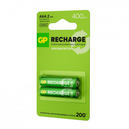 Аккумулятор GP AAA/HR03 Recharge 1.2В 400мА·ч 40AAAHCV-2CRSBC2 2 шт