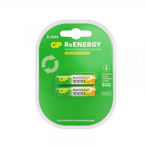 Аккумулятор GP ReEnergy AAA 1.2В 930мА·ч 100AAAHCRGY-2CRCB2 2шт блистер 20271
