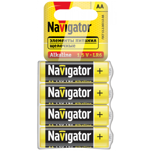 Батарейка алкалиновая NAVIGATOR AA/LR6 NBT-02 95457 1.5В 650мАч (4шт)