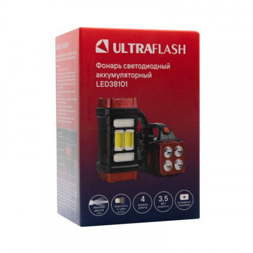 Фонарь аккумуляторный Ultraflash LED38101 40LED+2COB 4 режима Type-C PowerBank 15951